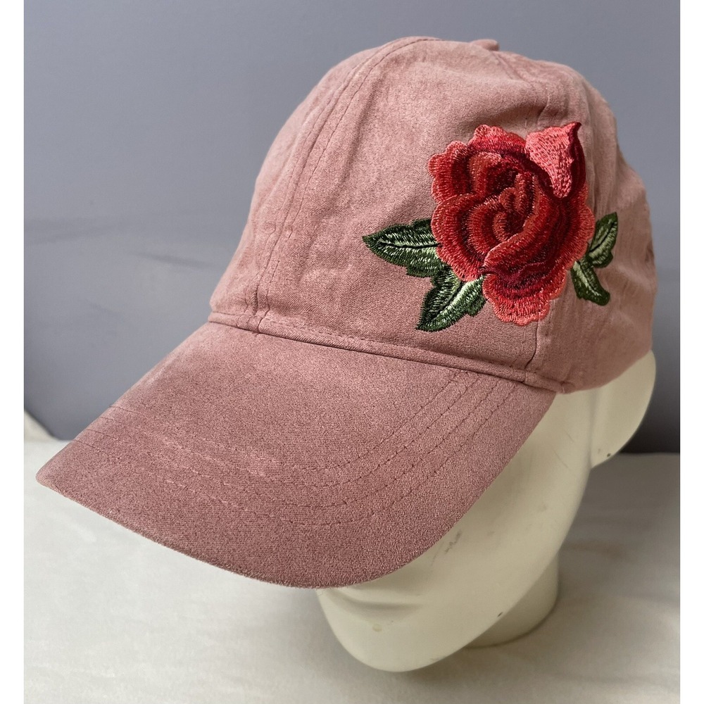 D&Y Floral Embroidery Baseball Cap Womens OS Pink Adjustable Cottagecore